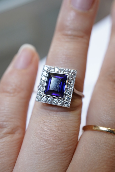 An Art Deco sapphire and diamond ring, 1920s